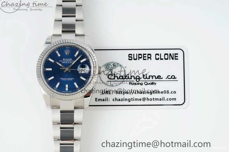 MiroTime 0224 DateJust 41 126334 NTF 1:1 Best Edition 904L Steel Blue Stick Dial on Oyster Bracelet VR Durable 2280